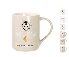 H&H Botanicum - Juego de 6 tazas en New Bone China, 415 cc, desayuno