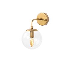 Aplique de pared, 90 grados, transparente metal , oro, 15x21x27, casquillo E14 Max 40 W