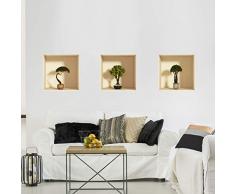 Ambiance Sticker Pegatinas Adhesivas Efecto 3D de Bonzai JaponÃ©s â DecoraciÃ³n de Pared con Trampa el Ojo, habitaciÃ³n y salÃ³n â Lote de 3 Piezas 30 x 30 cm