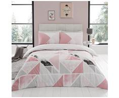 GC GAVENO CAVAILIA Funda de edredón Mila geométrica de fácil Cuidado, Juego de Cama Reversible de mármol Suave y Acogedor, Mezcla 50% poliéster y 50 algodón, Rosa, Suelto