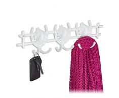 Relaxdays Perchero DiseÃ±o Caballos, Hierro Fundido, 6 Ganchos, Colgador Llaves Pared, Blanco, 100%, 11 x 36,5 x 3,5 cm Aprox