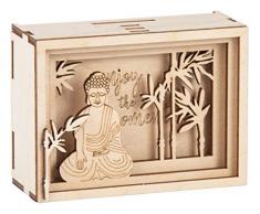 Rayher 62921505 Enjoy FSCMixCred - Caja de regalo 3D de madera natural, 11,5 x 8,5 x 5 cm