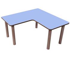 Mobeduc Mesa Infantil en L 90x90 cm (Talla 3), Haya, Haya y Azul Lavanda, 90 x 90 cm