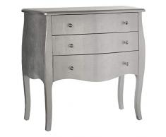 DRW CÃ³moda con 3 cajones de Madera en Plateado 85x40x80cm
