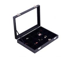 Sinoba Carga Joyero Vitrina de Joyas con Tapa de Cristal (20Â Compartimentos)