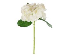 BETTER & BEST Q B&B Q BETTER & BEST Flor de Hortensia Artificial Pequeña, Tela y Plástico, Blanco, 26x13x13 cm