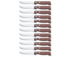 Arcos Serie Cuchillos de Mesa Caja 12 uds Cuchillo Chuletero, Hoja Serrada de Acero Inoxidable NITRUM de 110 mm, Mango Madera Comprimida Color marrÃ³n (12 UDS)