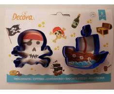 Decora 0255197 - Juego de 2 cortapastas, diseÃ±o de calavera y barco de plÃ¡stico