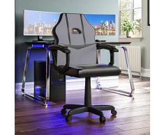Vida Designs Racing Comet Gaming Silla de Ordenador, Gris y Negro, reclinable Giratorio Ajustable para Oficina, Piel sintética, 101 x 58 x 55 Cm