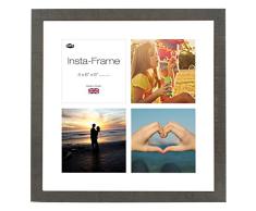 Inov8 16 x 40,64 cm Insta-Frame Marco de Fotos de Madera para 4 Instagram/de Estampado a Cuadros de Fotos con paspartú Blanco y Blanco con Borde, marrón
