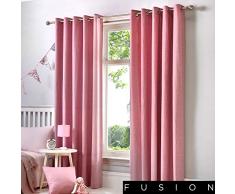 Fusion Sorbonne - Cortinas con Forro y Ojales (de algodón), Color Liso, algodón, Blush, 66x54 (168 x 137 cm)