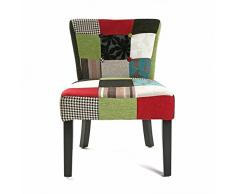 Versa 19500757 Silla acolchada tapizada Bl/Gr Patchwork, 73x64x50 cm, Verde