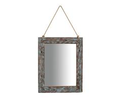 Biscottini Espejo Vintage de Pared 50x42x3 cm | Espejo de Pared de Madera Maciza con Cuerda | Espejo de baÃ±o