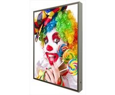 Cuadro con Marco Madera Lacada en Blanco Iluminado con Luz Leds Payaso