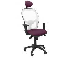 Piqueras Y Crespo (PIQU7) Silla Jorquera Malla Blanca Asiento Bali Morado con cabecero Fijo Oficina, Talla unica