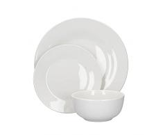 Mikasa Juego de Vajilla Alexis, Platos y Tazones de Estilo Minimalista de Porcelana Blanca, 12 piezas (MKALEXIS12PC)