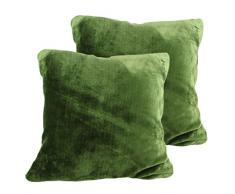 Amago Funda de Cojín, Set de 2, Sensación de Cachemira, 50 x 50 cm, Verde Oscuro, 40133-85-A2