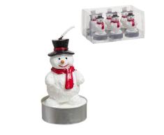DCASA, pack 6 velas tealight muñeco de nieve, colección navidad