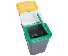 Productos Del Hogar Ideal para Hogar/Oficina/Interior/Exterior Papelera Reciclaje 3 Compartimentos, 75 litros Capacidad Total, 78,5 (Ancho) x 33 (Profundo) x 47,5 (Alto) cms-plástico-Multicolor