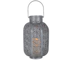 Star 062Â âÂ 66Â Agadir farol con vela LED Metal/PlÃ¡stico Plata 21Â x 34Â cm)
