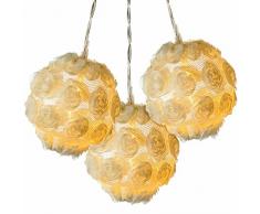 WeRChristmas - Rosa bola cadena de luces decoración de Navidad con 10-LED - luz blanca cálida