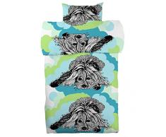 Vallila - Juego de Ropa de Cama (150 x 210 cm), diseño de Perro, Color Azul y Verde