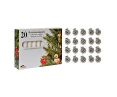 10210253SW - Juego de velas para Ã¡rbol de Navidad (40 unidades, 20 portavelas plateados de 15 mm y 20 velas blancas de 13 x 10 mm)