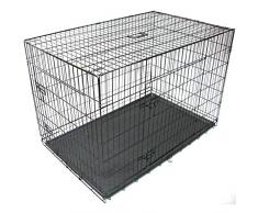 Gr8 Home Jaula de Metal para Mascotas, Perro, Gato, Cachorro, Cachorro, Entrenamiento, Plegable, para Veterinario, Transporte de Animales con asa de Bandeja, Negro, Grande