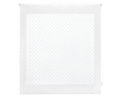 Blindecor Estor Enrollable, Tela, Blanco con motas Celeste, 150 x 180 cm