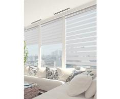 madecostore - Estor Doble Enrollable para dÃ­a de Noche, Color Blanco y Negro, 64 x 250 cm (Largo x Ancho x Alto). FijaciÃ³n con perforaciÃ³n, Cadena cromada