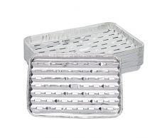 Relaxdays Juego de 25 bandejas para Barbacoa, 34 x 22 cm, Cuenco de Aluminio con Agujeros, hasta 260 °C, Parrilla y Horno, Color Plateado, 100%, Plata, 25er Set
