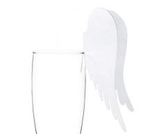 Partydeco CF 10Â Marcadores alas de Ã¡ngel decoraciÃ³n de Papel para Vaso, Color Blanco