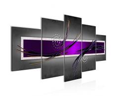 102553c - Imagen abstracta para pared (lienzo XXL, 5 piezas, fabricado en Alemania, listo para colgar), color violeta y gris