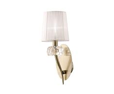 Mantra Iluminación. Modelo LOEWE. Aplique de pared de 16 cm fabricado en acero, k9 y tela acabado en color cuero