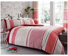 GC GAVENO CAVAILIA Cama Premium Juego de Funda de edredón de Lujo Suave y acogedora, diseño de Lunares geométricos, fácil Cuidado, Reversible, Estampado a Rayas, Polialgodón, Natural, Matrimonio