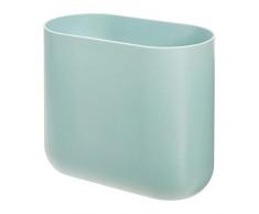 iDesign Cubo de basura para baño, papelera pequeña de plástico, bote de basura estrecho y sin tapa para baño, cocina y oficina, azul claro