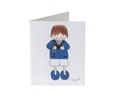 Mopec Tarjeta librito de ComuniÃ³n de niÃ±o Cantando, Pack de 100 Unidades, Cartulina, Multicolor, 0.02x6.50x4.00 cm