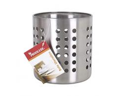 Privilege Bote para Utensilios de Cocina Acero Inoxidable Redondo (12 X 12 x 13 cm), Multicolor, Talla Ãºnica