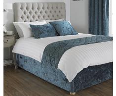 Paoletti. Mantón de Terciopelo Verona para Cama, poliéster, Teal Blue, Matrimonio Grande