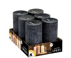 Spaas - Velas de Cera de parafina (6 Unidades, 70 x 130 mm), Color Negro