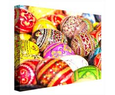CCRETROILUMINADOS Huevos de Pascua de Colores Cuadros Iluminados con Luz Leds, Metacrilato, Multicolor, 80 x 80