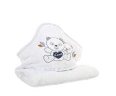 Design91 - Toalla con Capucha para bebÃ© (75 x 75 cm), diseÃ±o de Oso de Peluche, Color Blanco y Azul