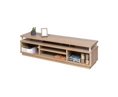 Iris Ohyama, gabinete de televisión, soporte de televisión para pantalla de hasta 65 pulgadas, 5 estantes, socket de cable, contemporáneo, Sala, Salón - TV Cabinet Middle OTS - 150m - Marron Clair