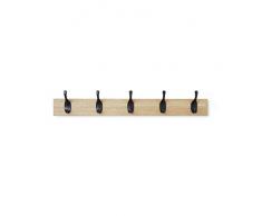 AmazonBasics - Perchero de madera de pared, 5 ganchos modernos 57 cm, Natural