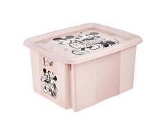 keeeper Minnie Mouse - Caja de almacenamiento con tapa para niÃ±os, 24 L, color rosa nÃ³rdico