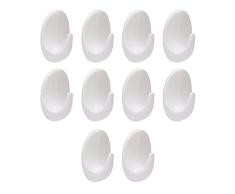 NA 10 ganchos de pared de plástico multiusos ovalados ganchos para colgar de pared, ganchos blancos autoadhesivos, para cocina, baño, oficina, armario (ZINIANGOU1)