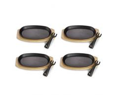 ECHTWERK Sartén para servir de hierro fundido, pequeña sartén con tabla de servir, mango extraÃble, ya quemada, apta para horno, barbacoa, barbacoa e inducción, ideal para servir, 4 piezas