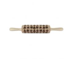 Fackelmann 3154450 - Rodillo de pastelerÃa con huellas de 3 diseños de estrella, árbol y copo de madera, 38 x 5,5 x 5,5 cm