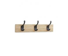 AmazonBasics - Perchero de pared, 3 ganchos modernos, Natural, 2 unidades