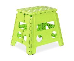 Relaxdays Taburete Plegable, Antideslizante, Resiste hasta 120 kg, Asa Transporte, Banca Infantil 32,5x37x30 cm, Verde, 100% plÃ¡stico